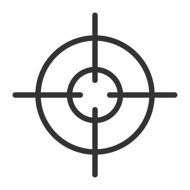 Hedef ikonu nişancı dürbünü işareti. Düz biçim vektör çizimi beyaz arkaplanda izole edildi.