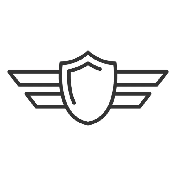 Ícone Linha Escudo Guarda Militar Ilustração Vetorial Estilo Plano Isolada — Vetor de Stock