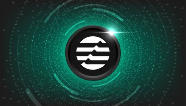 Aptos (APT) madeni para kripto para birimi konsepti afiş arkaplanı.