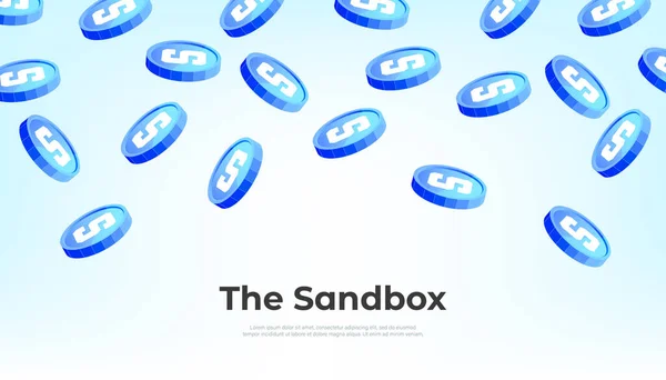 Sandbox Sand Érme Leesik Égből Sand Cryptocurrency Koncepció Banner Háttér — Stock Vector