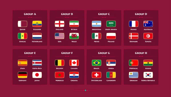 챔피언 2022 선수권 대회에 참가하는 나라들의 Vector — 스톡 벡터