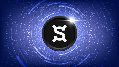 Frax Paylaşım (FXS) para kripto para birimi konsepti pankart arkaplanı.