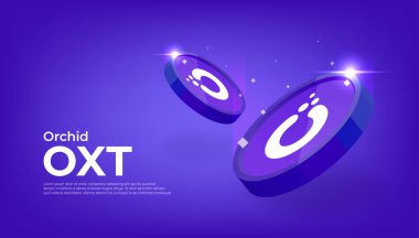 Orkide (OXT) para kripto para birimi konsepti pankart arkaplanı.