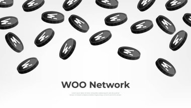WOO Network (WOO) coin falling from the sky. WOO cryptocurrency concept banner background. clipart