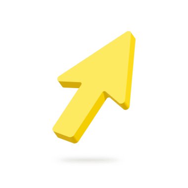 Yellow arrow pointer, mouse cursor. 3d illustration icon.