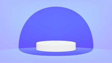 Purple product background stand or podium pedestal on advertising display with blank backdrops. 3D rendering.