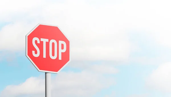 Conceptual Stop Sign Blue Sky Background Copy Space Illustration — Foto de Stock
