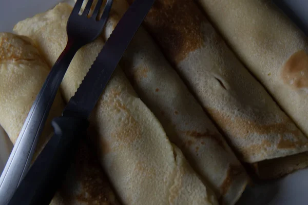 Hembakade Pannkakor Redo Att Äta Pastarätt Tillagad För Hand Brasiliansk — Stockfoto