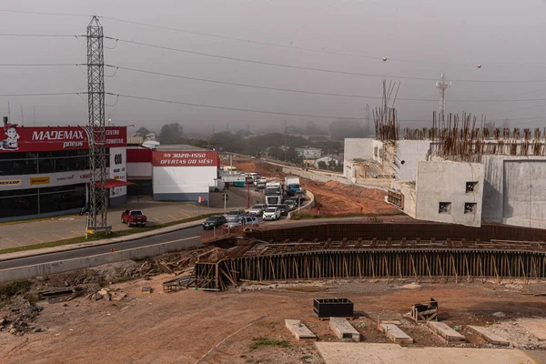 Infrastruktura Transportowa Działa Budowa Sieci Dróg Południowej Brazylii Wiadukt Trakcie — Zdjęcie stockowe