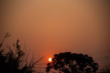 Itaara şehrinde gün batımı RS Brezilya.