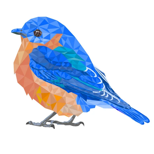 Bluebirds Malé Ptáky Drozdi Polygony Bílém Pozadí Vinobraní Vektor Ilustrace — Stockový vektor