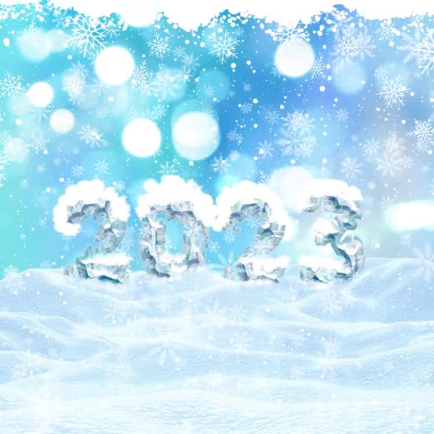 2023 Salju Turun Dan Tahun Baru — Stok Video