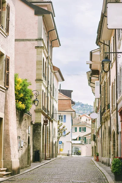 Vertical Image Small European Street Old Town — Stock Photo, Image