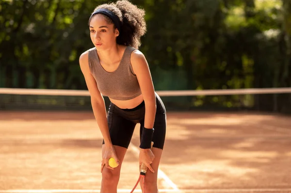 Nach Dem Training Nettes Junges Mädchen Sportbekleidung Fühlt Sich Nach — Stockfoto