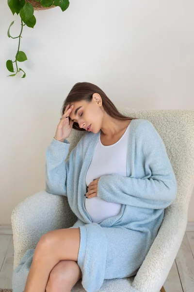 Headache Young Pregnant Woman Having Headache — Stock Photo, Image