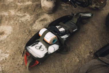 First aid bag. Close up of a first aid bag