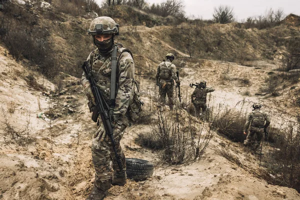 Group Soldiers Group Soldiers Shooting Range — Stok fotoğraf