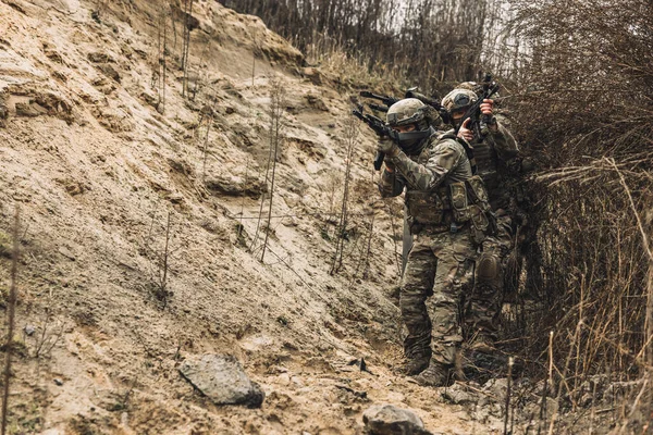 Combat Group Soldiers Rifles Combat — Stok fotoğraf