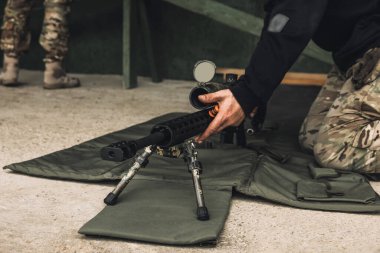 Weapon. Close up picture of an optical rifle