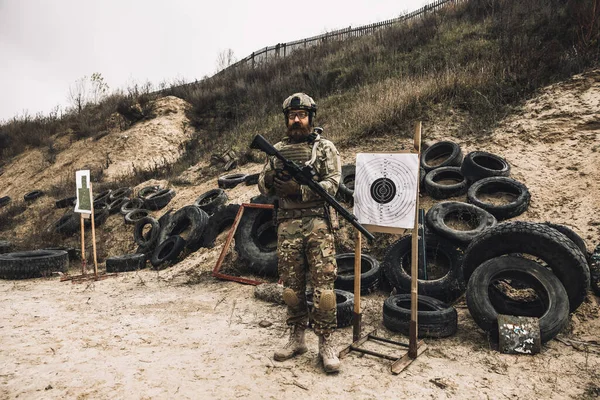 Target Soldier Marking Target Shooting — Stok fotoğraf