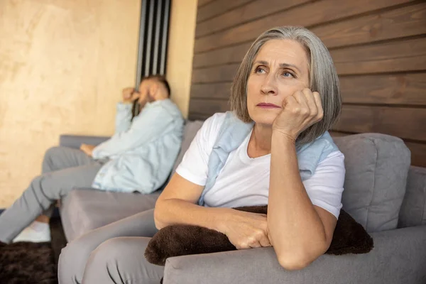 Conflict Couple Looking Upset Stressed Argument — Stock Photo, Image