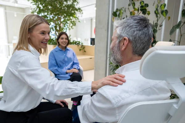 stock image Psycho therapy. Group of people having a psycho therapy session and looking cheerful