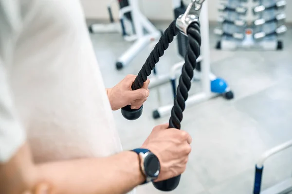 Exercising Man Having Workout Gym Rehabilitation Center — Stock Photo, Image