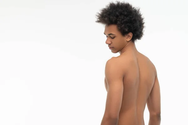 Afro Américain Taille Haute Image Jeune Homme Peau Foncée — Photo