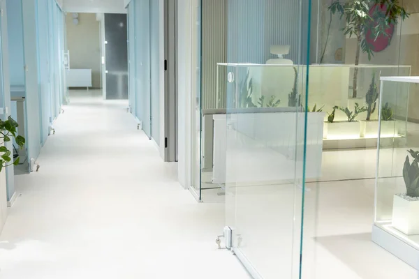 Well Lit Empty Corridor Contemporary Business Center — Stock Photo, Image