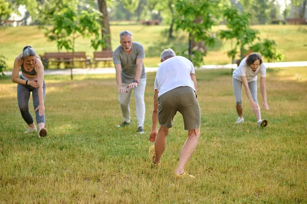 Sport Park Ältere Gruppe Von Menschen Die Freien Sport Treiben — Stockfoto