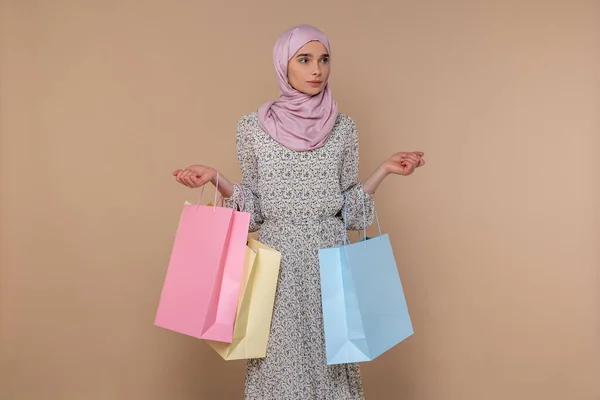 Shopping Slim Pretty Young Woman Shopping Bags — Stock Photo, Image