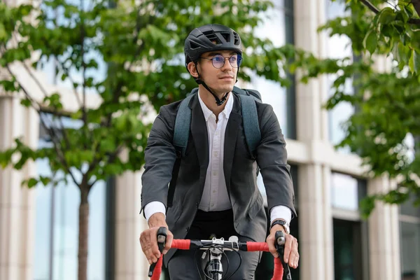 Office Area Man Riding Bike Office Area — Stock Photo, Image