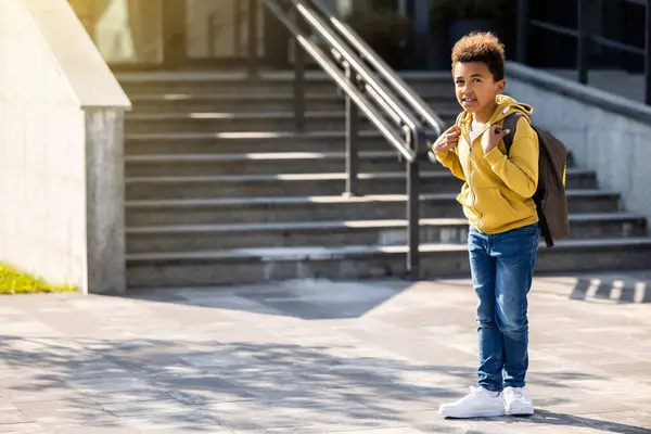 Way Home Schoolboy Backpack Going Home School — Stock Photo, Image