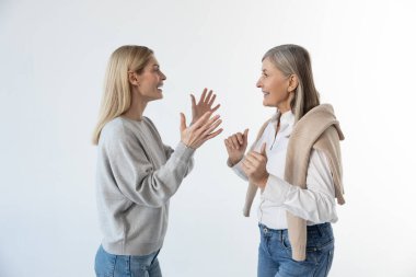 Tartışma. Anne ve kızı çok duygusal bir şeyi tartışıyorlar.