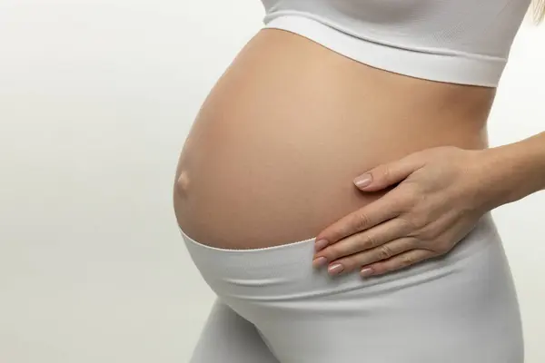 Kehamilan Tutup Gambar Seorang Wanita Hamil Dengan Perut Besar — Stok Foto