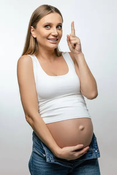 Pregnancy Long Haired Young Pregnant Woman Third Trimester — Stock Photo, Image