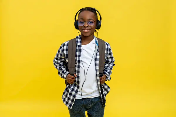 Schoolboy Cute African American Schoolboy Checkered Tshirt Looking Happy Stock Picture