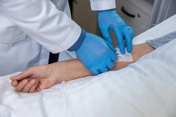 Drip Close Picture Doctors Hands Making Drip Patient Royalty Free Stock Photos
