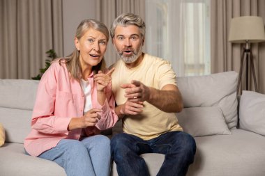 Evde mutlu bir çift var. Olgun mutlu çift evde vakit geçiriyor ve heyecanlı görünüyorlar.