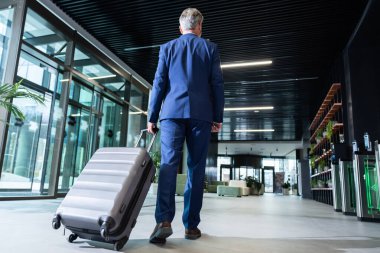 Geldik. Zarif takım elbiseli bir adam büyük bir bavul taşıyor ve havaalanı çıkışına gidiyor.