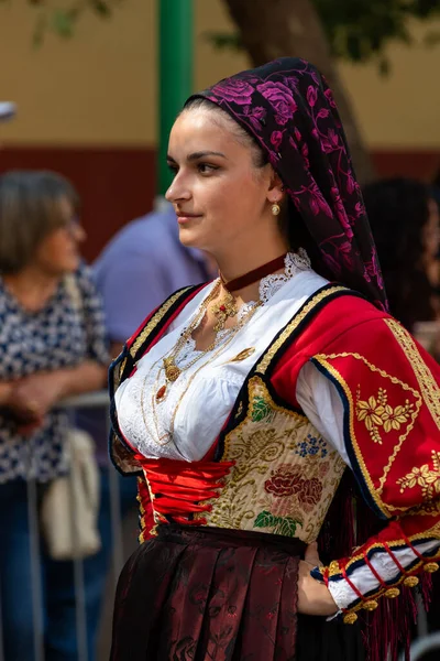 Nuoro Sardinya Talya Ağustos 2023 Sardunya Nın Geleneksel Kostümleri Ağustos — Stok fotoğraf