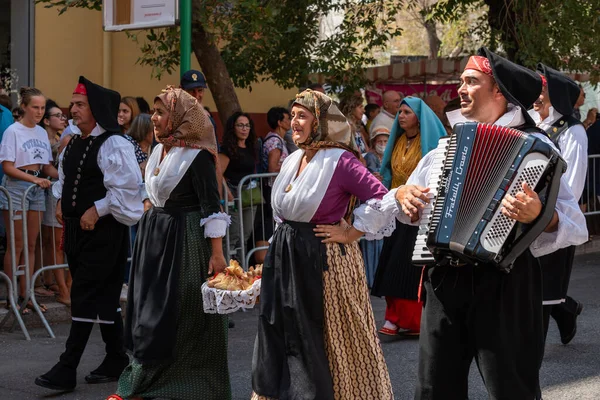 Nuoro Sardinië Italië Augustus 2023 Parade Van Traditionele Kostuums Van — Stockfoto