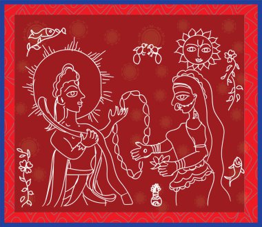 Ram ve Sita 'nın Vibrant Madhubani Sanatındaki Kutsal Düğünü