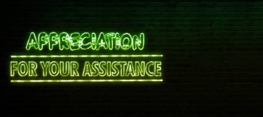 Appreciation for Your Assistance, 3d green neon sign clipart