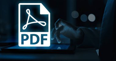 PDF (Taşınabilir Belge Biçimi) dosyası, Adobe tarafından farklı aygıtlar ve işletim sistemleri arasında metin, resim ve biçimlendirmeyi koruyan yaygın olarak kullanılan bir belge biçimidir.