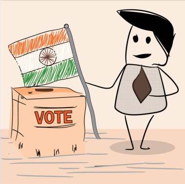 Stickman Oy Kutusuyla Hint Bayrağını Tutuyor