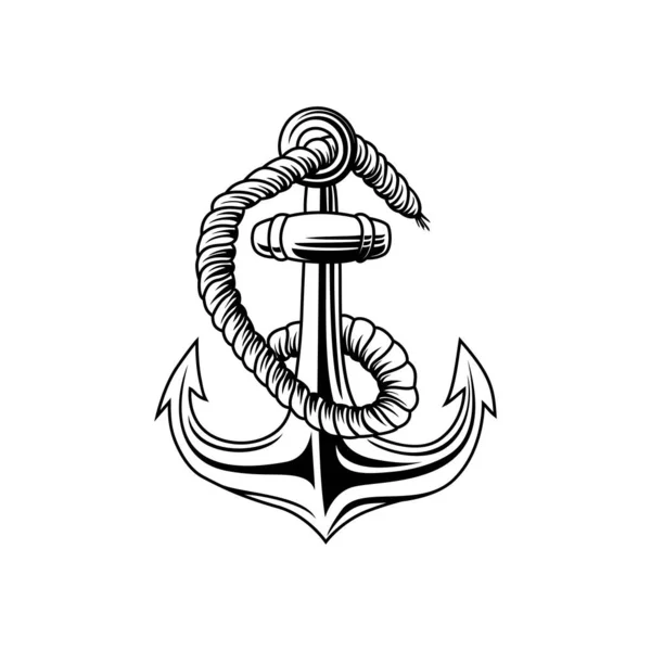 Kotevní Silueta Design Ilustrace Retro Námořní Ikona Znak Symbol — Stockový vektor
