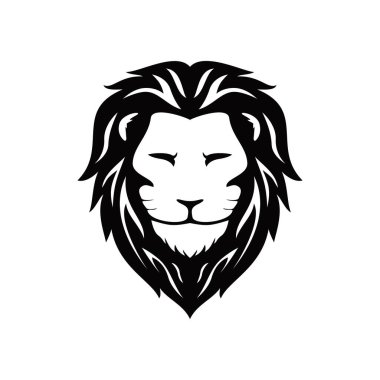 Aslan başlı siluet logo şablonu tasarımı. Vahşi hayvan işareti ve sembolü.