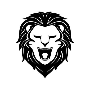 Aslan başlı siluet logo şablonu tasarımı. Vahşi hayvan işareti ve sembolü.