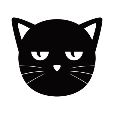 Kedi kafası silueti tasarımı çizimi. sevimli hayvan ikonu, işaret ve sembol.